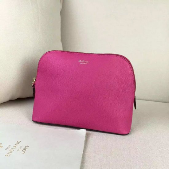 2016 Latest Mulberry Cosmetic Pouch Hot Pink Small Classic Grain - Click Image to Close