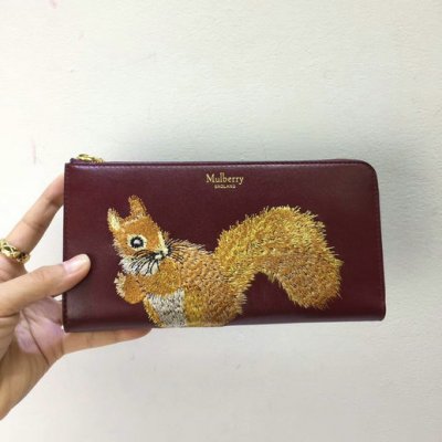 2017 Cheap Mulberry Squirrel Long Part Zip Wallet Oxblood Smooth Calf [FW201714]