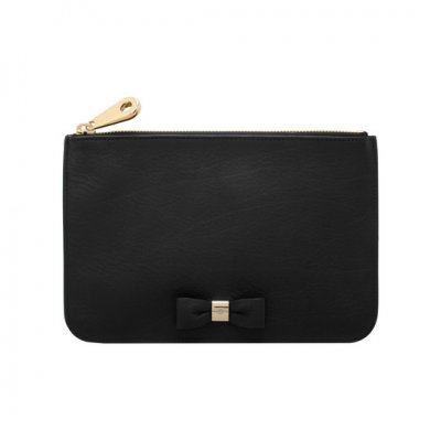 Mulberry Bow Pouch Black Silky Classic Calf