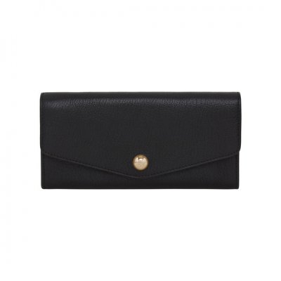 Mulberry Dome Rivet Continental Wallet Black Glossy Goat
