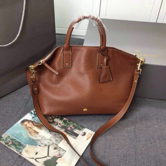 2015 New Mulberry Medium Alice Zipped Tote Bag in Brown Small Grain Leather - Click Image to Close