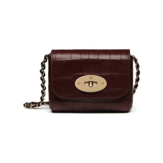 2016 Latest Mulberry Mini Lily Bag in Oxblood Croc Leather - Click Image to Close