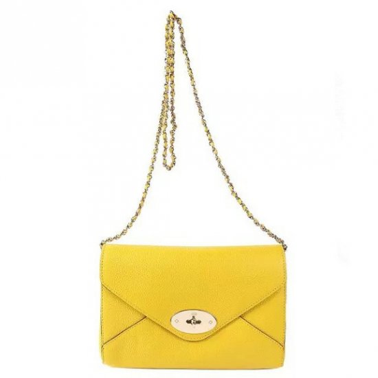 2016 Spring Summer Mulberry Envelope Crossbody/Shoulder Bag in Yellow Small Grain Leather - Click Image to Close