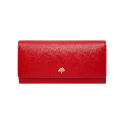 Mulberry Tree Continental Wallet Bright Red Shiny Goat
