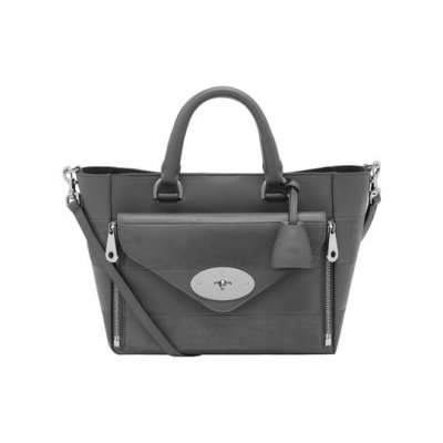 Mulberry Small Willow Tote Pavement Grey Silky Classic Calf & Nubuck Stripe