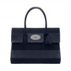 Mulberry Bayswater Midnight Blue Silky Classic Calf And Nubuck Stripe