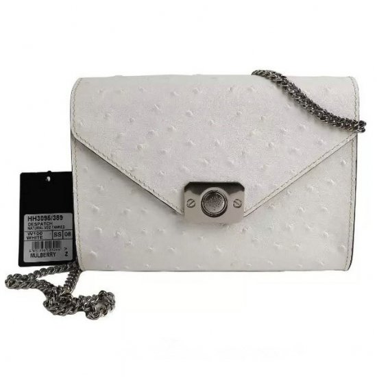 2015 Latest Mulberry Small Delphie Bag White Ostrich Leather - Click Image to Close