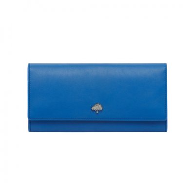 Mulberry Tree Continental Wallet Bluebell Blue Silky Classic Calf