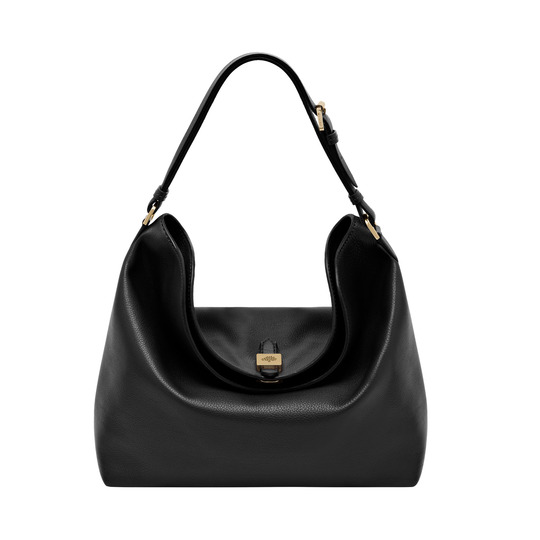 New Mulberry Handbags 2014-Tessie Hobo Black Soft Small Grain - Click Image to Close