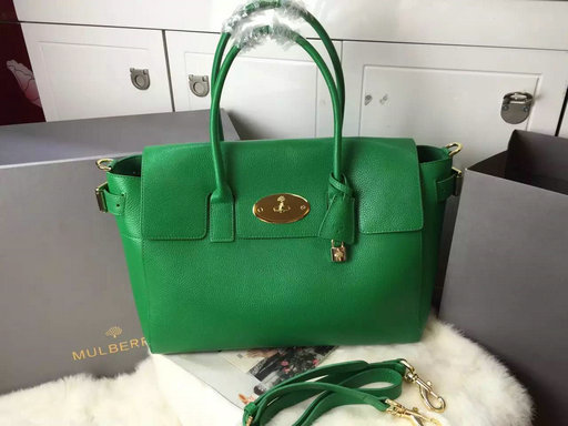 2015 A/W Mulberry Bayswater Buckle Tote Bag in Green Small Grain Leather - Click Image to Close