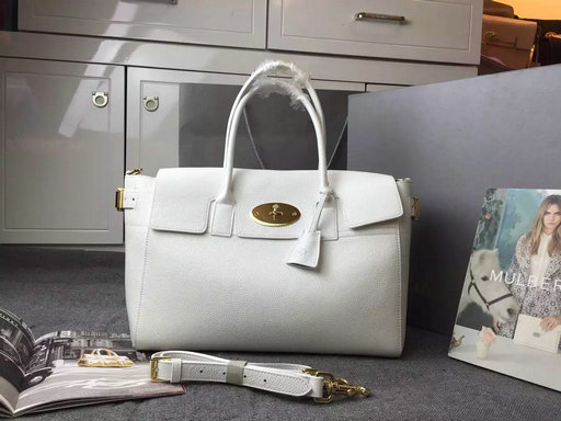 2015 A/W Mulberry Bayswater Buckle Tote Bag in White Small Grain Leather - Click Image to Close