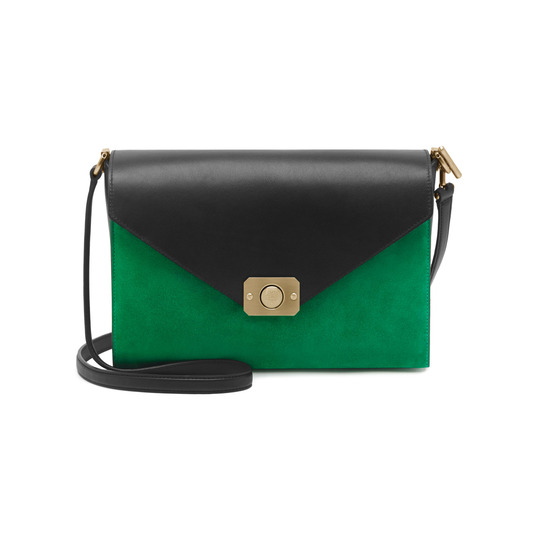 2015 Latest Mulberry Delphie Bag Jungle Green & Midnight Blue Heavy Suede With Black Flat Calf Leather - Click Image to Close