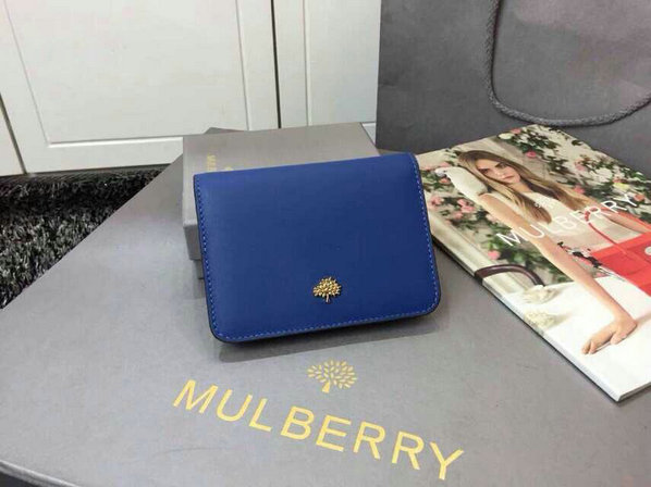 2015 Womens Mulberry Tree Slim Short Wallet in Sea Blue & Jungle Green Lamb Nappa - Click Image to Close