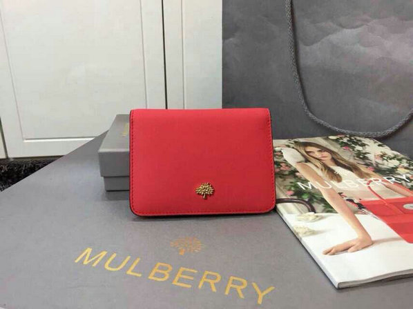 2015 Womens Mulberry Tree Slim Short Wallet in Hibiscus & Mandarin Lamb Nappa - Click Image to Close