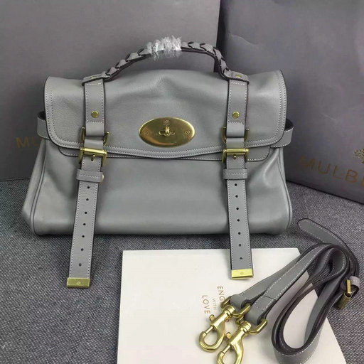 2015 New Mulberry Alexa Satchel Bag in Grey Leather - Click Image to Close