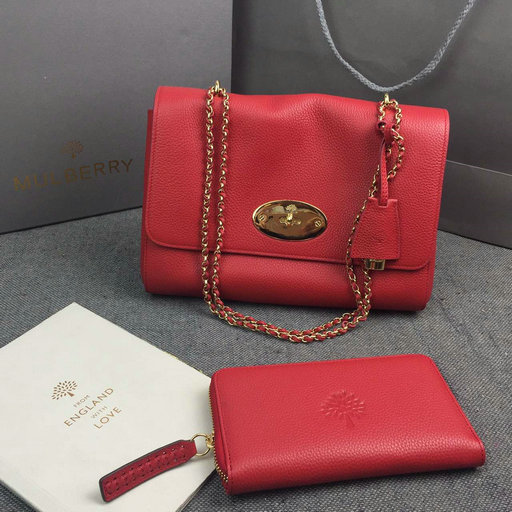 2016 Mulberry Medium Lily Shoulder Bag Fiery Spritz Small Classic Grain - Click Image to Close