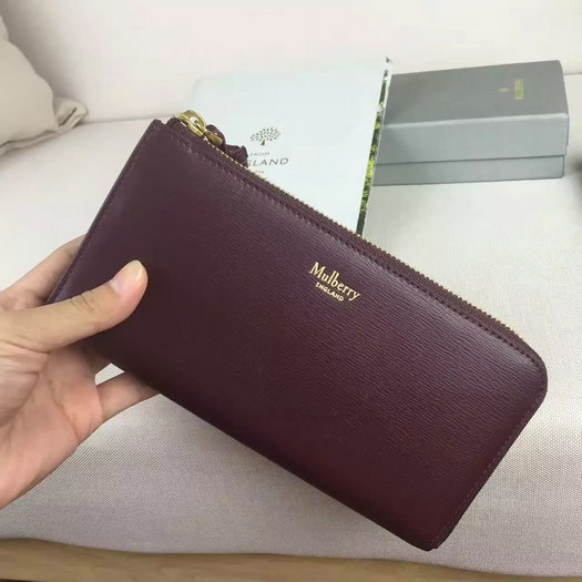 2016 Latest Mulberry Part Zip Wallet Burgundy & Parchment Printed Goat - Click Image to Close