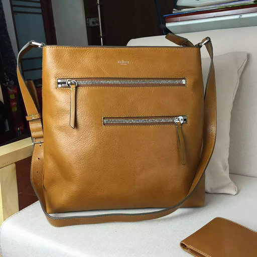 2016 Mens Mulberry Top Zip Messenger Bag in Oak Leather - Click Image to Close