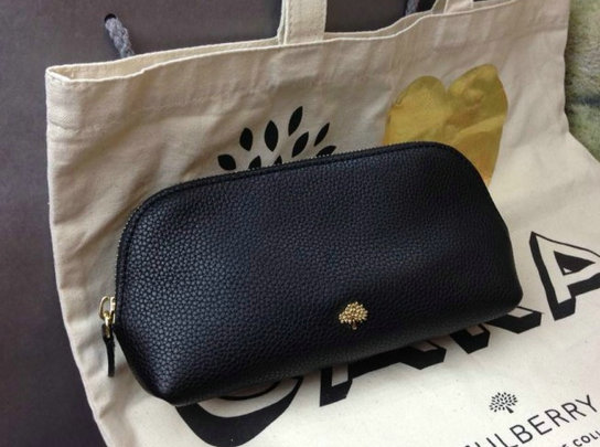 2014 A/W Mulberry Make Up Case Black Small Grain Leather - Click Image to Close