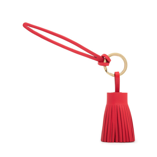 2015 Latest Mulberry Tassel Leather Keyring in Hibiscus - Click Image to Close