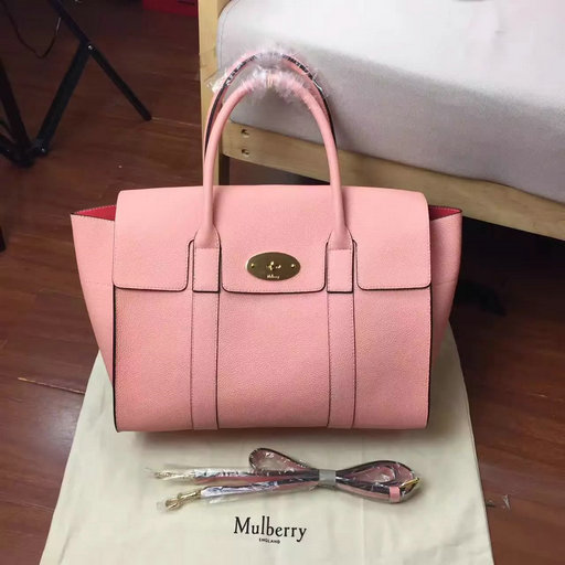 2017 Cheap Mulberry Bayswater with Strap Macaroon Pink Small Classic Grain - Click Image to Close