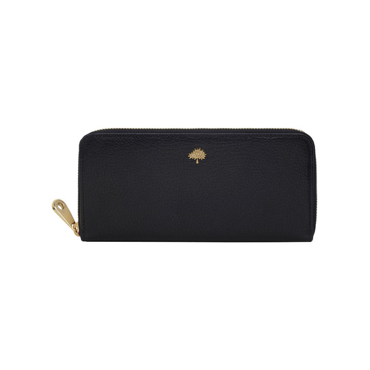 2014 Mulberry Tree Zip Around Wallet Black Glossy Goat - Click Image to Close