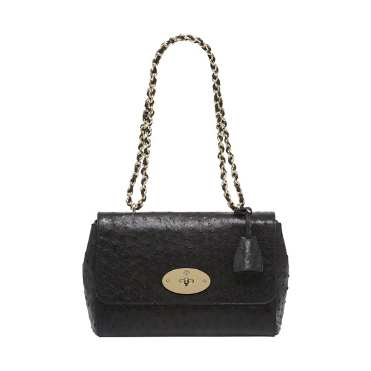 Mulberry Medium Lily Black Ostrich - Click Image to Close