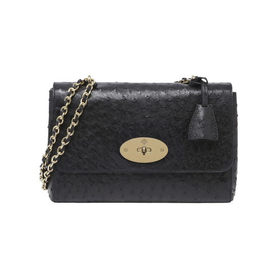 Mulberry Medium Lily Black Ostrich - Click Image to Close