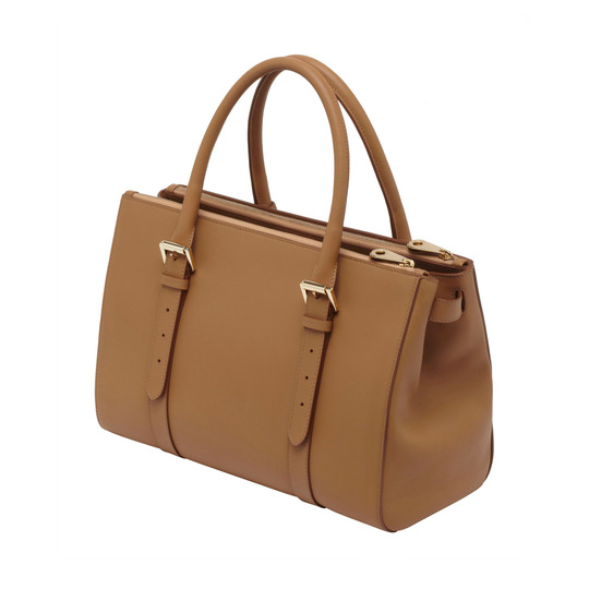 Mulberry Bayswater Double Zip Tote Deer Brown Silky Classic Calf - Click Image to Close