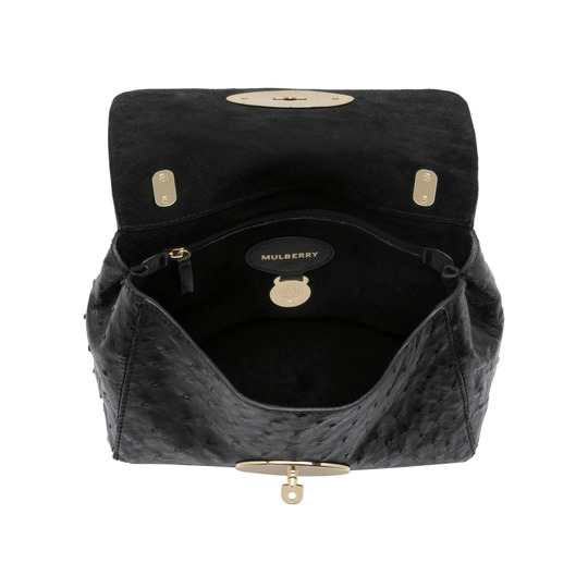 Mulberry Lily Black Ostrich With Soft Gold - Click Image to Close