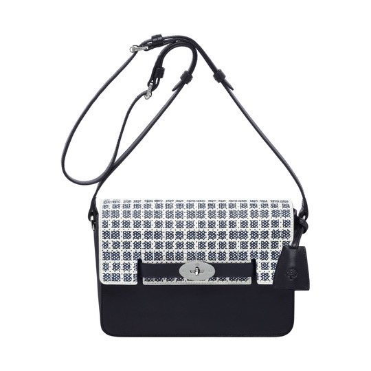 Mulberry Bayswater Shoulder Midnight Blue & Cream Dotty Leather - Click Image to Close