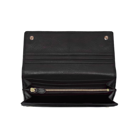 Mulberry Bow Continental Wallet Black Silky Classic Calf - Click Image to Close