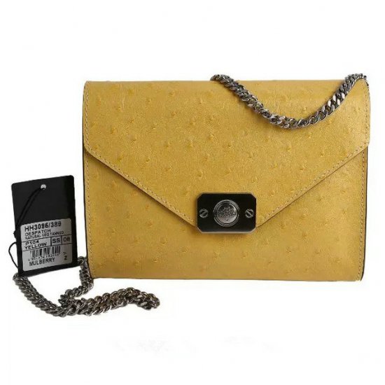2015 Latest Mulberry Small Delphie Bag Yellow Ostrich Leather - Click Image to Close