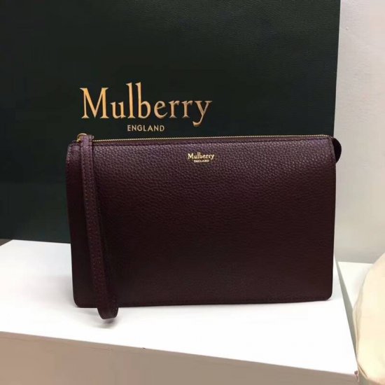 2018 Mulberry Zip Pouch in Oxblood Cross Grain Leather - Click Image to Close
