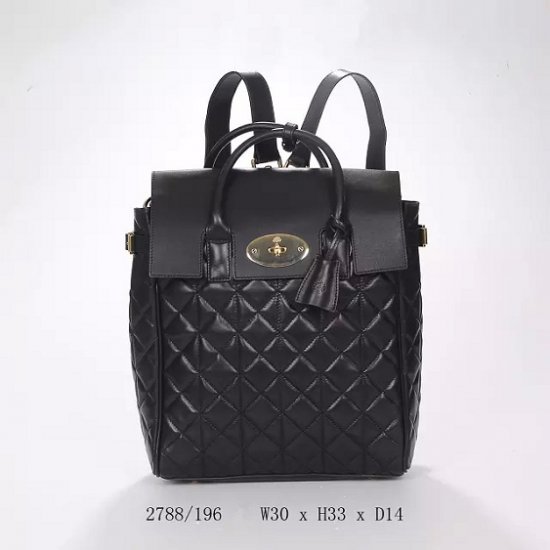 2014 A/W Mulberry Large Cara Delevingne Bag Black Quilted Lamb Nappa - Click Image to Close