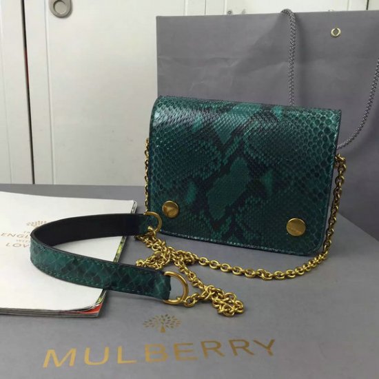 2016 Latest Mulberry Small Clifton Crossbody Bag Emerald Python & Nappa Leather - Click Image to Close