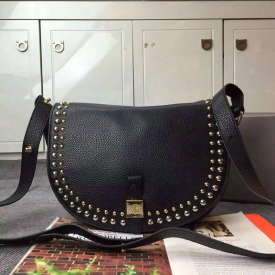 2015 Mulberry Tessie Satchel Bag Black with rivets details - Click Image to Close