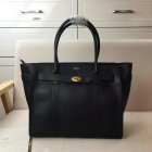 2017 S/S Mulberry Zipped Bayswater Tote in Black Small Classic Grain