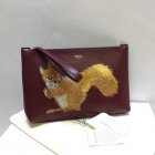 2017 Cheap Mulberry Squirrel Large Pouch Oxblood Smooth Calf Leather