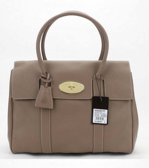 Mulberry Pocket Bayswater Bag in Grey Soft Grain Leather - Click Image to Close