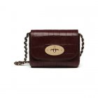2016 Latest Mulberry Mini Lily Bag in Oxblood Croc Leather