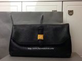 2014 F/W Mulberry Tessie Clutch Bag in Black Soft Grain Leather
