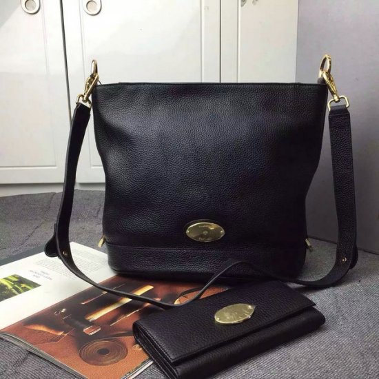 2015 Latest Mulberry Small Jamie Bucket Bag Black Small Grain Leather - Click Image to Close