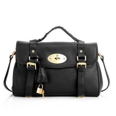 Mulberry Oversized Alexa Bag Black Natural Leather