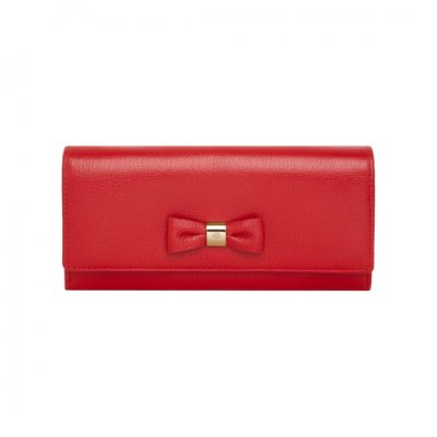 Mulberry Bow Continental Wallet Bright Red Shiny Goat
