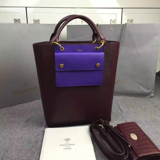 2016 Fall/Winter Mulberry Maple Tote Bag Burgundy Printed Goat - Click Image to Close