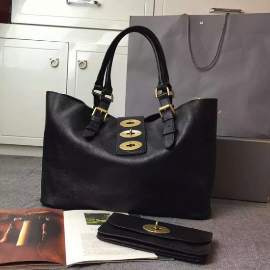 2015 Cheap Mulberry Brynmore Shopping Tote Black Natural Leather - Click Image to Close