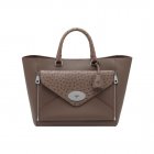 Mulberry Willow Tote Taupe Ostrich & Silky Classic Calf
