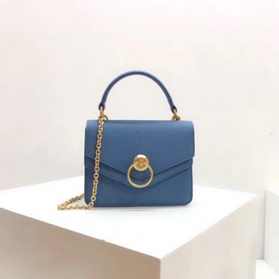 2018 Mulberry Small Harlow Satchel Blue Classic Grain Leather [SS2018111]