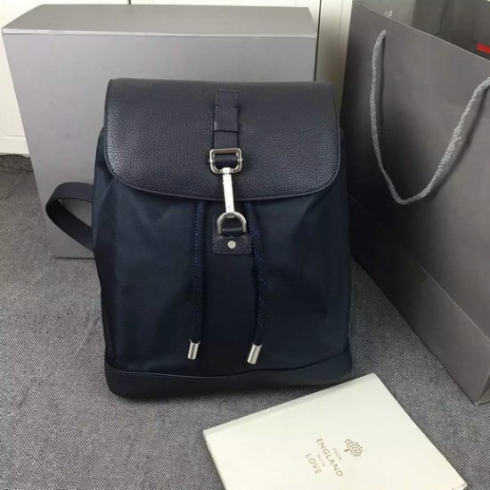 2016 Men's Mulberry Small Marty Backpack in Midnight Blue Calfskin and Nylon - Click Image to Close